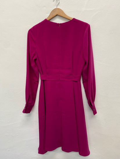 Fabulous Karen Millen Occasionally Dress UK12 Cerise Pink cinched waist Rrp £199 New BM051