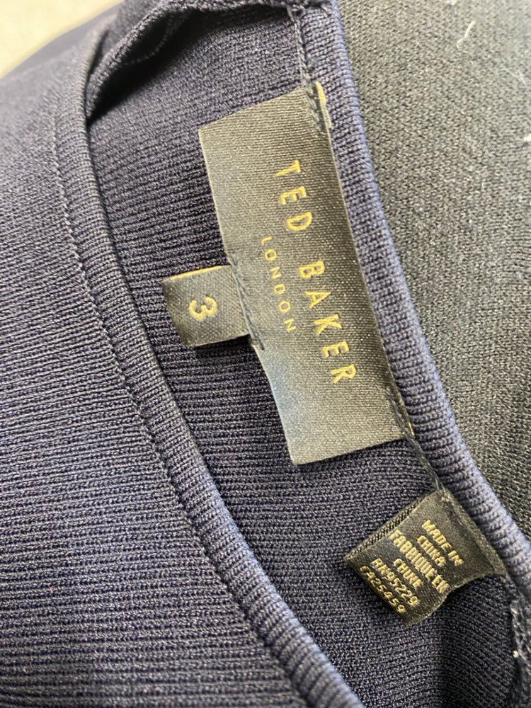 Fabulous Ted Baker Dress UK12 Navy broderie sleeve BM051