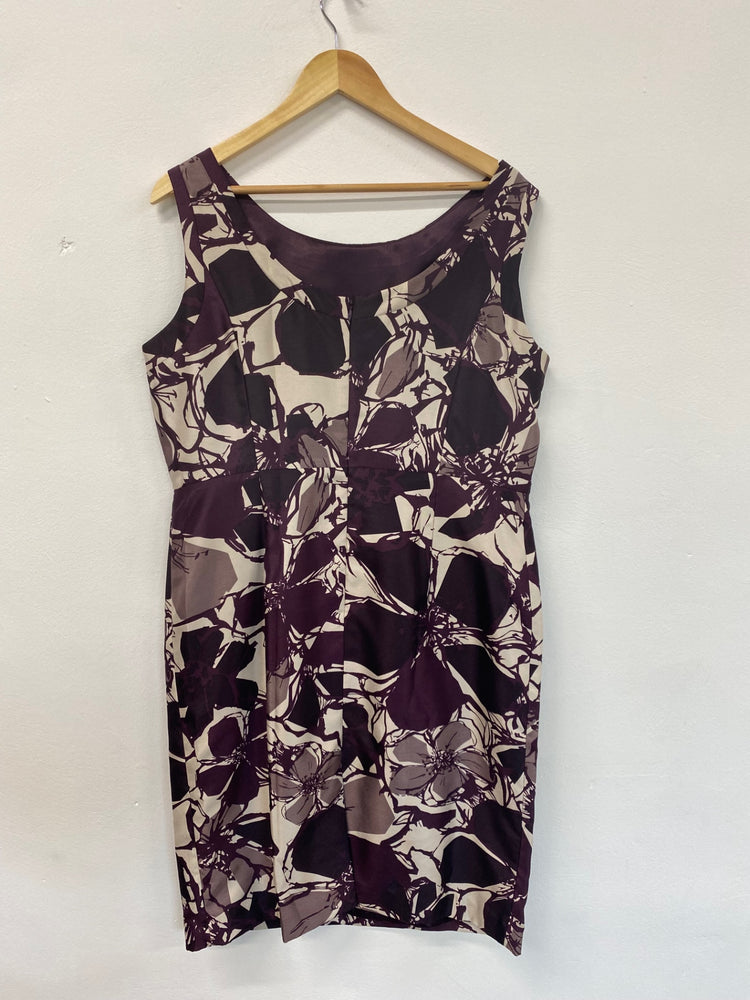 Fabulous Jacques Vert Midi Dress UK16 Purple & Cream CM416