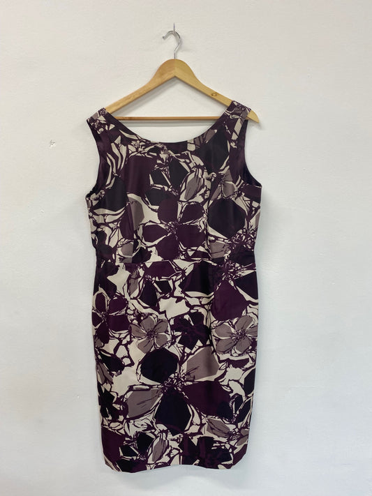 Fabulous Jacques Vert Midi Dress UK16 Purple & Cream CM416