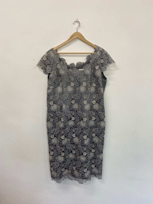 Fabulous Jacques Vert Midi Dress UK16 Grey CM416