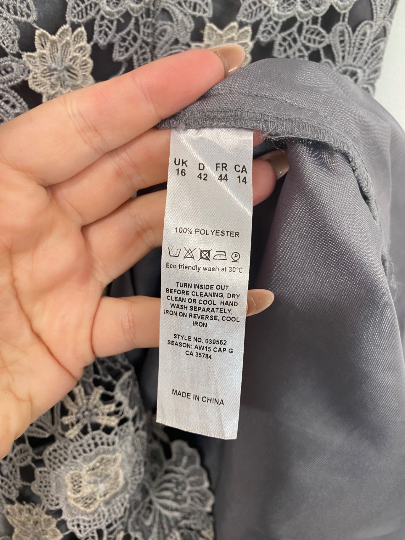 Fabulous Jacques Vert Midi Dress UK16 Grey CM416