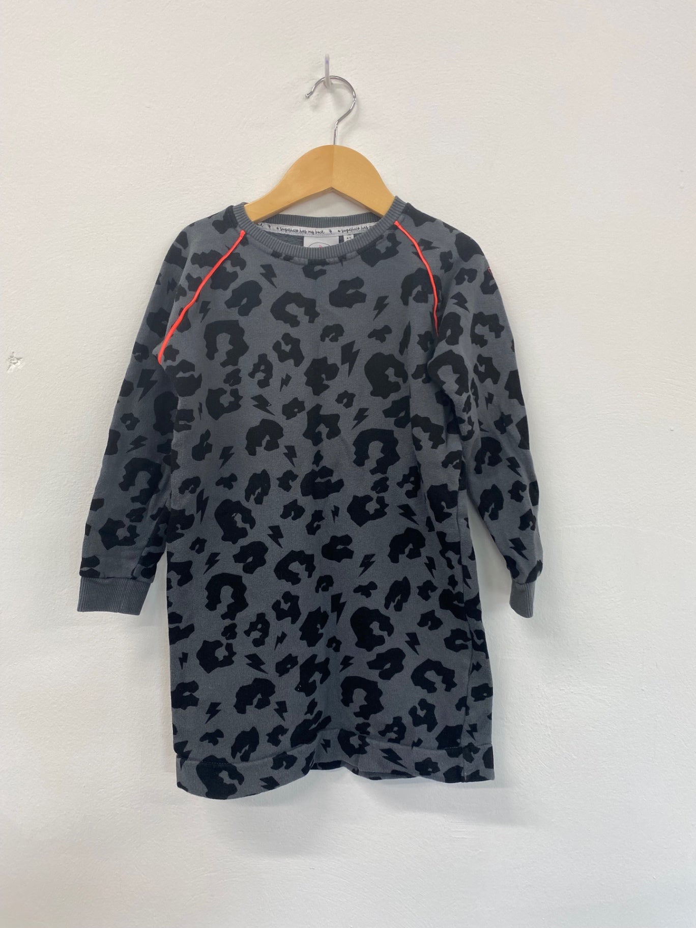 Fabulous Scamp & Dude Sweater Dress 4-5yrs Grey & Black Animal Print SD353