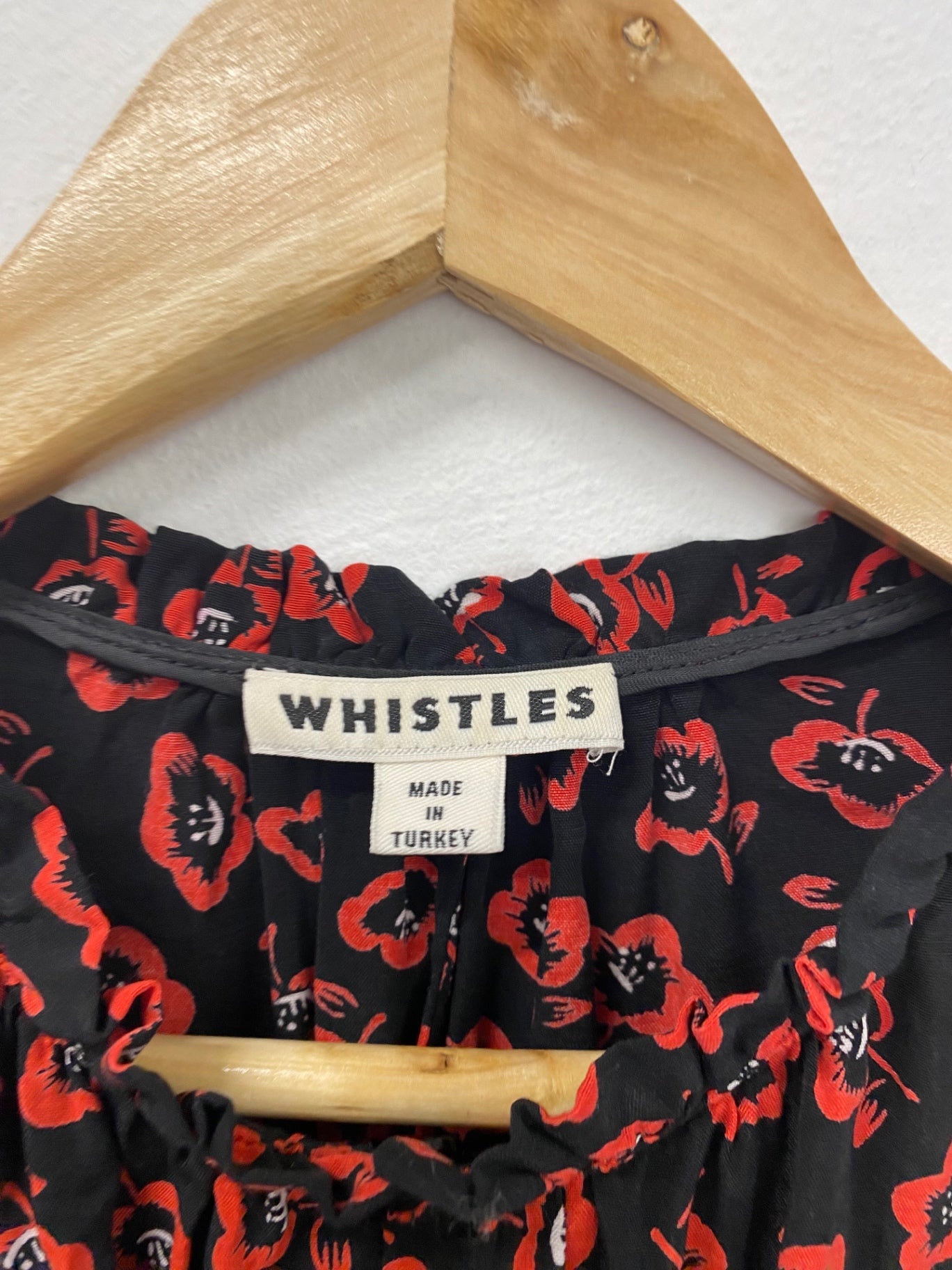 Fabulous Whistles Mini Dress UK12 Black & Red Ditsy Floral SD353