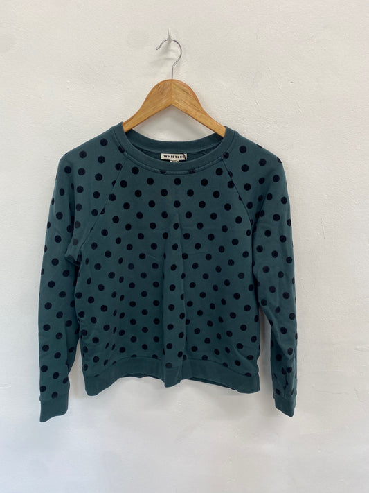 Fabulous WHISTLES Sweatshirt UK S Green spotted SD353