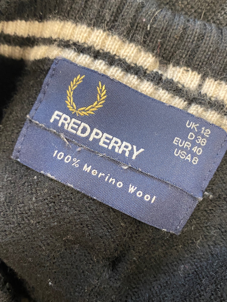 Fabulous Fred Perry Dress UK12 Black wool jumper dress LB010