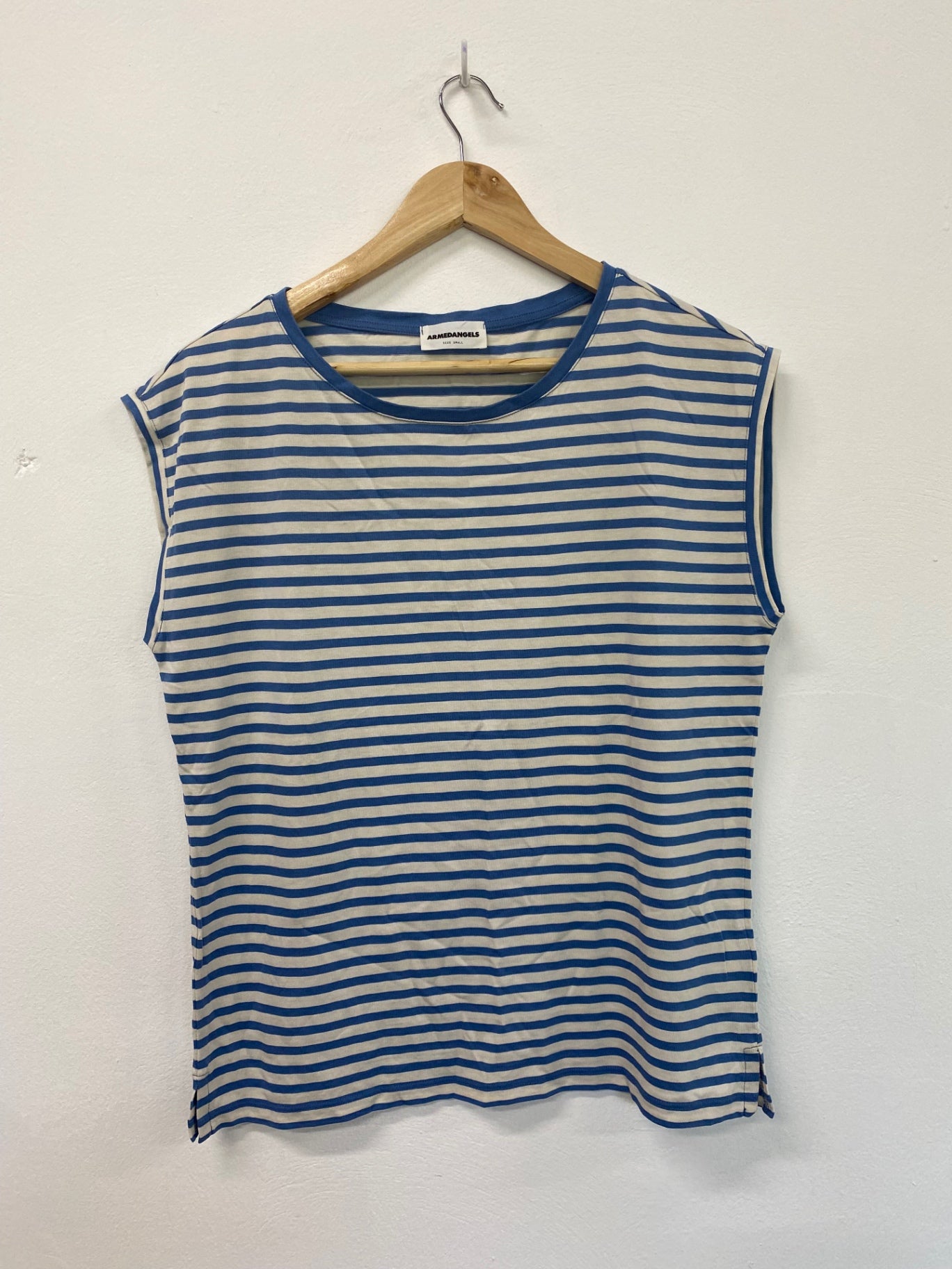 Fabulous Armedangels Blue & Cream Stripe Tank UK S JC003