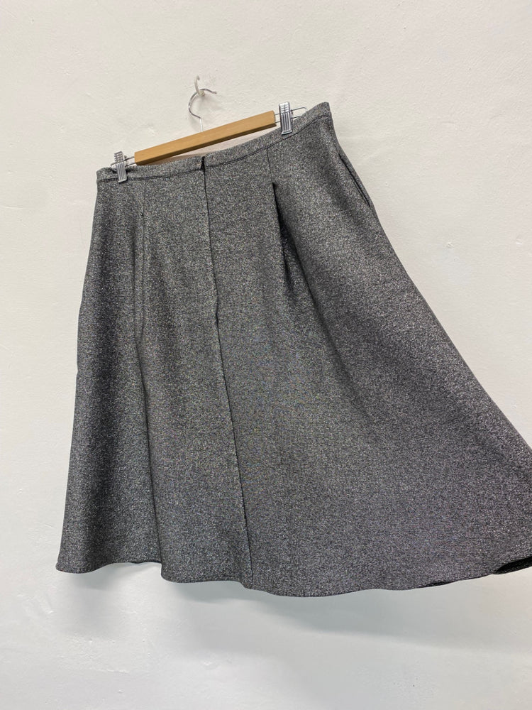 Fabulous Phase Eight A-Line Skirt Uk14 Dark Silver sparkly Occasion EJP01