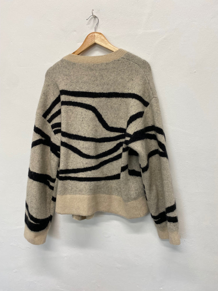 Fabulous & Other Stories Sweater UK XS Beige & Black Swirl Jacquard crewneck LW002