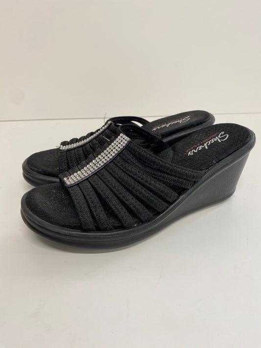 Fabulous Skechers Hotshot Cali Wedge Sandals UK6 Black Diamante embellished AW001