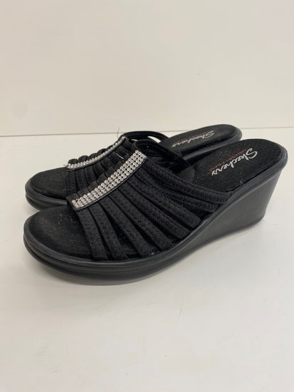 Fabulous Skechers Hotshot Cali Wedge Sandals UK6 Black Diamante embellished AW001