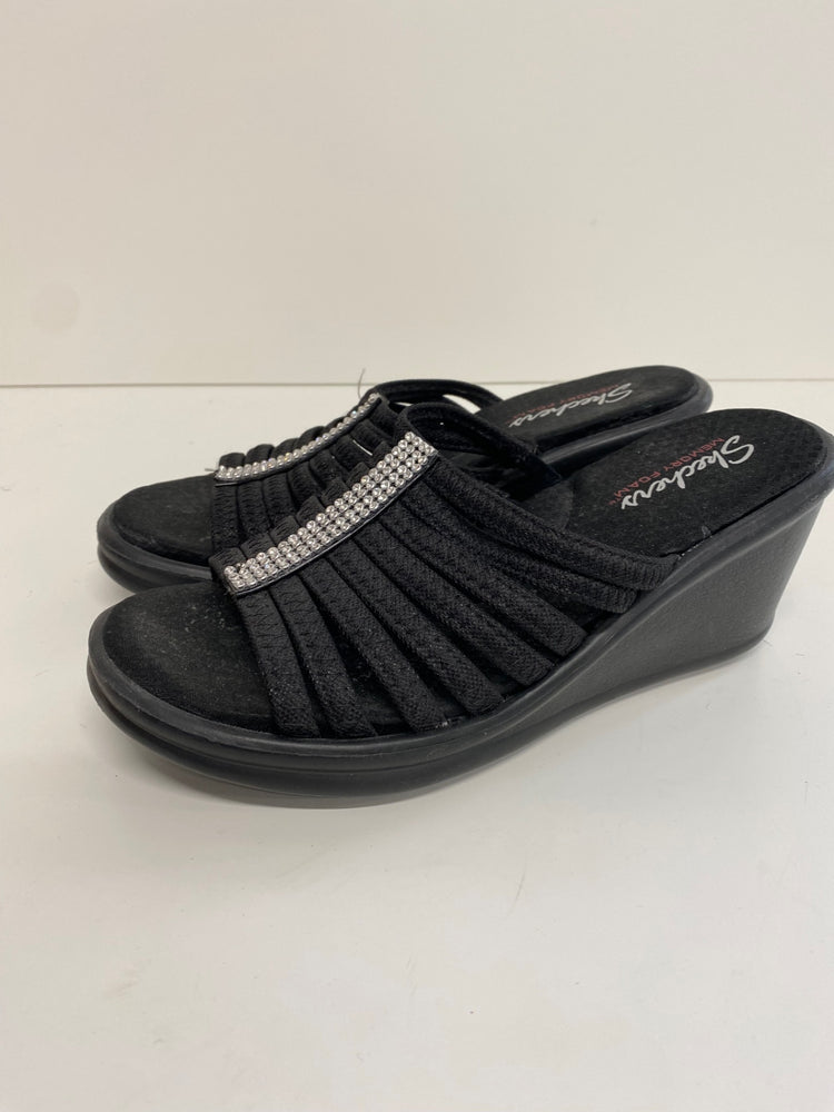 Fabulous Skechers Hotshot Cali Wedge Sandals UK6 Black Diamante embellished AW001