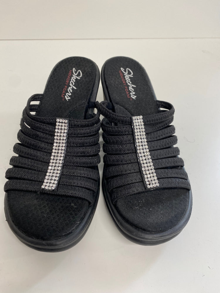 Fabulous Skechers Hotshot Cali Wedge Sandals UK6 Black Diamante embellished AW001