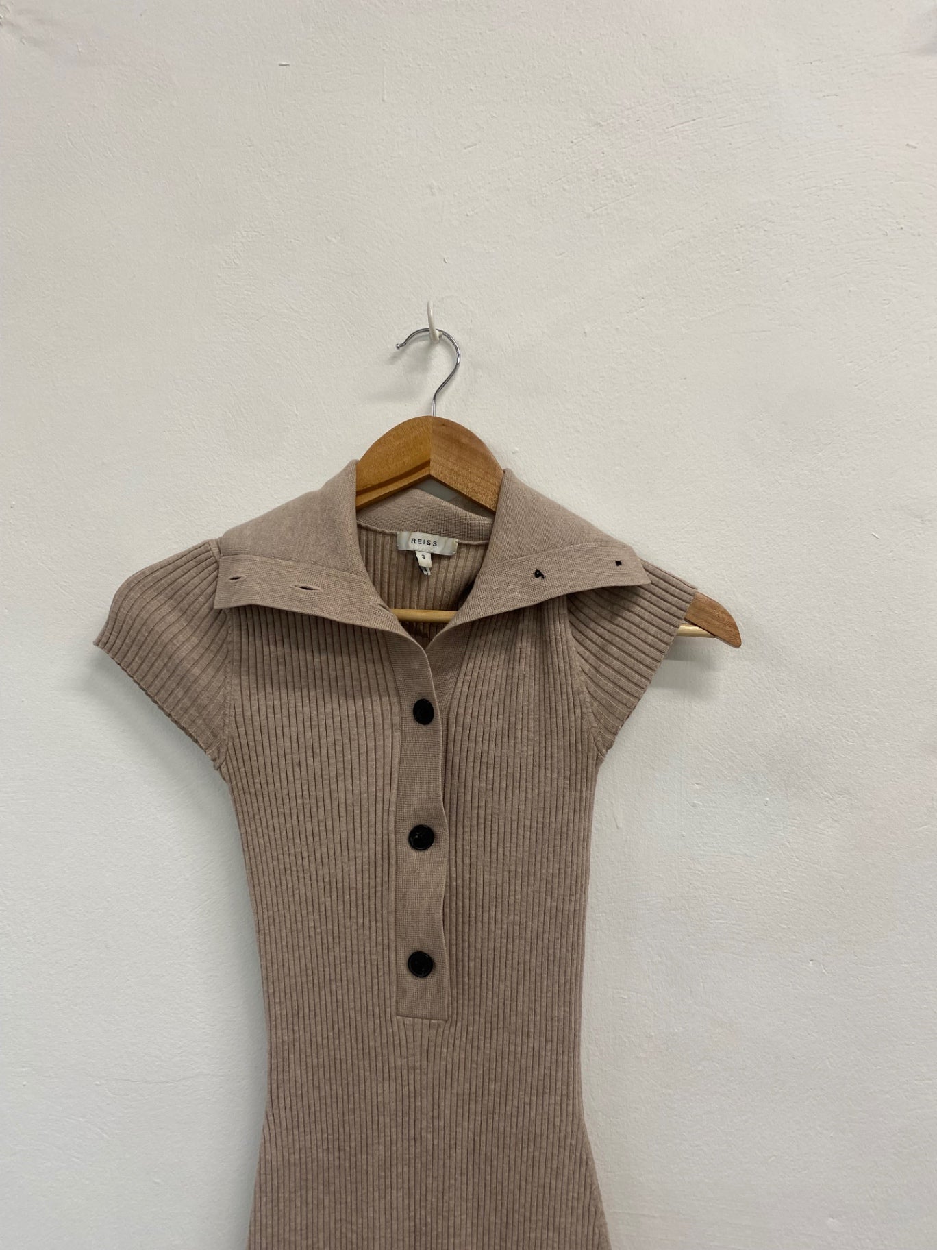 Fabulous REISS mason ribbed Midi Dress UK S Beige LW002