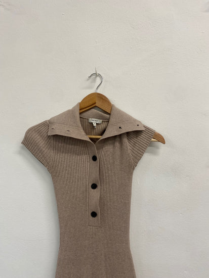 Fabulous REISS mason ribbed Midi Dress UK S Beige LW002