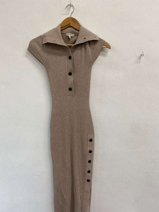 Fabulous REISS mason ribbed Midi Dress UK S Beige LW002