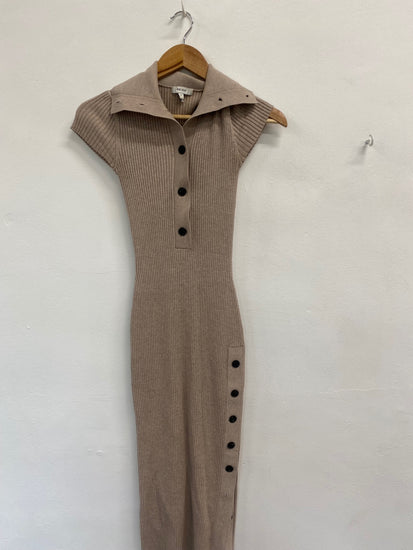 Fabulous REISS mason ribbed Midi Dress UK S Beige LW002