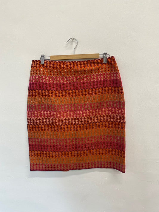 Fabulous Anthropologie Skirt UK14 Red orange pattern FK116