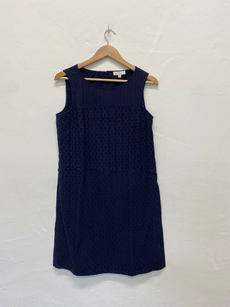 Fabulous Jasper Conran Dress Uk14 Navy Blue broderie Classic dress FK116