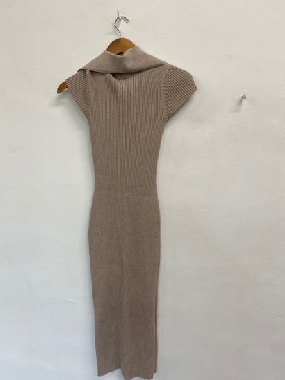 Fabulous REISS mason ribbed Midi Dress UK S Beige LW002