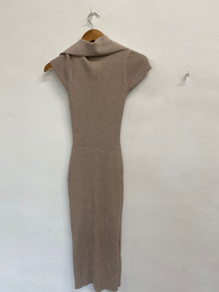 Fabulous REISS mason ribbed Midi Dress UK S Beige LW002