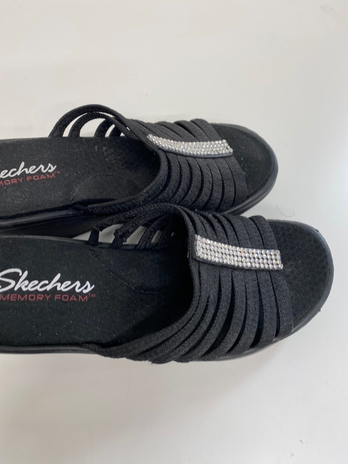 Fabulous Skechers Hotshot Cali Wedge Sandals UK6 Black Diamante embellished AW001