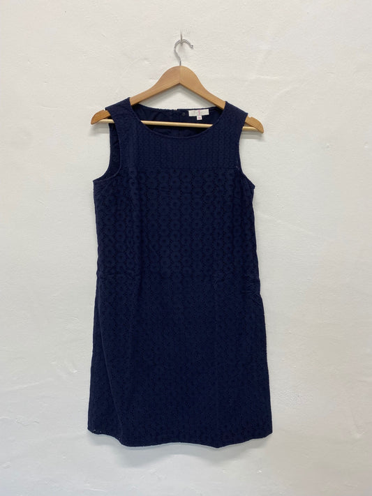 Fabulous Jasper Conran Dress Uk14 Navy Blue broderie Classic dress FK116