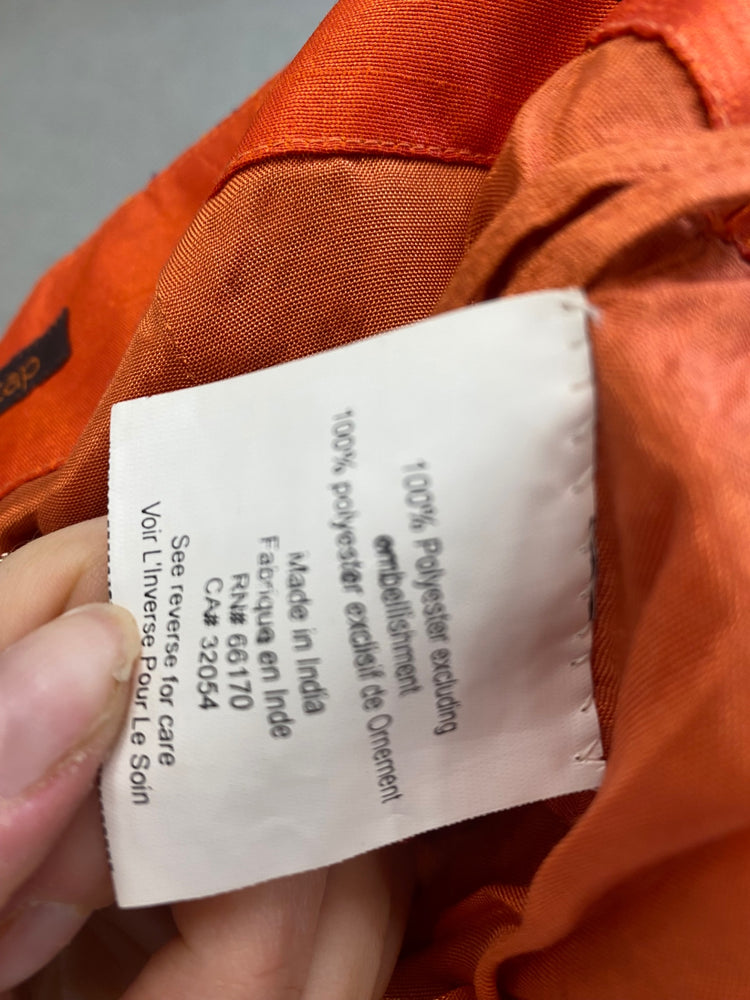 Fabulous Anthropologie Skirt UK14 Red orange pattern FK116