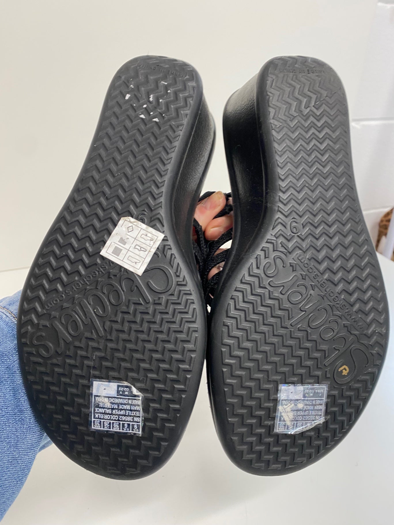 Fabulous Skechers Hotshot Cali Wedge Sandals UK6 Black Diamante embellished AW001