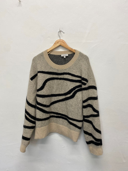 Fabulous & Other Stories Sweater UK XS Beige & Black Swirl Jacquard crewneck LW002