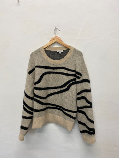 Fabulous & Other Stories Sweater UK XS Beige & Black Swirl Jacquard crewneck LW002