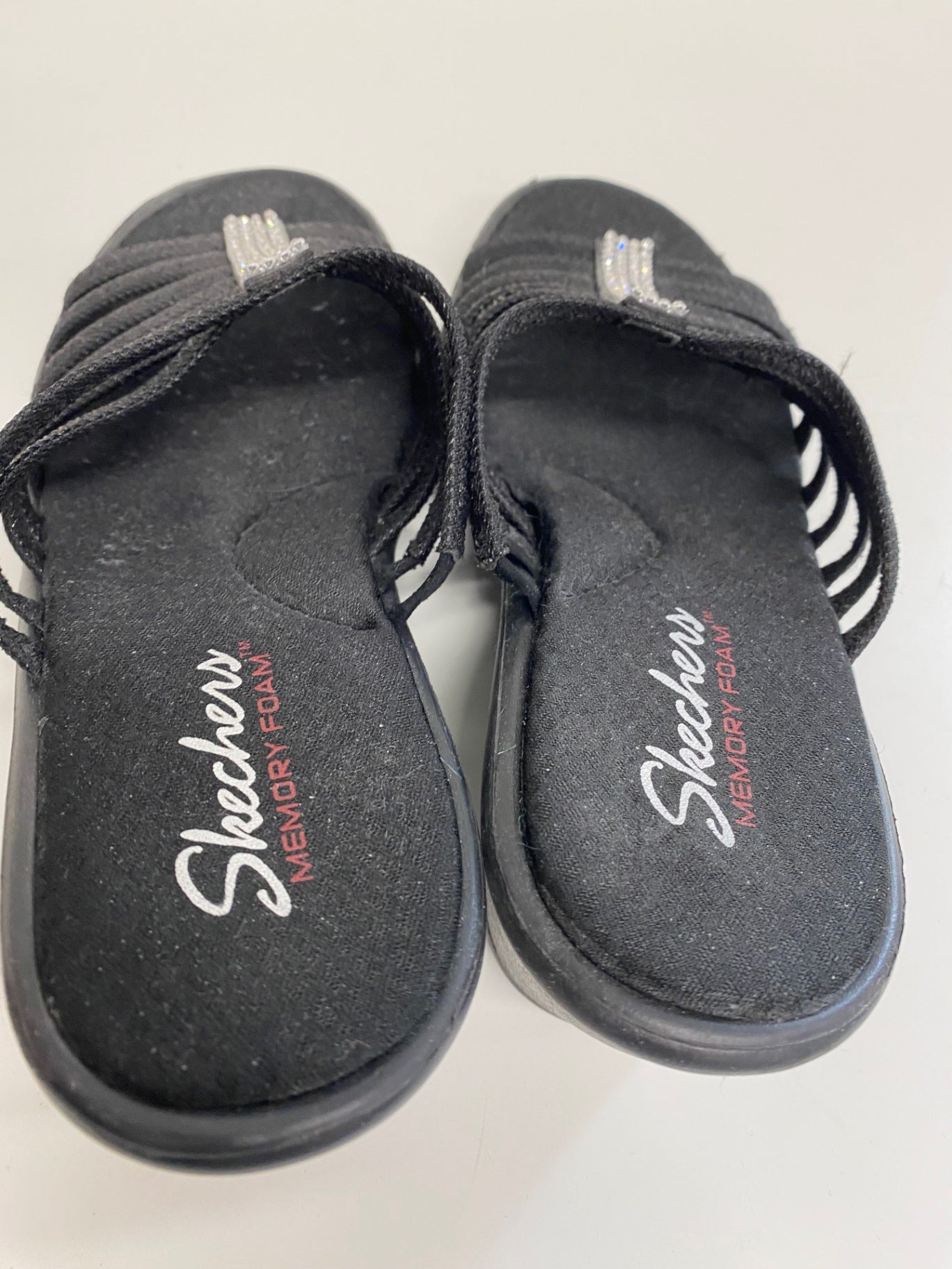 Fabulous Skechers Hotshot Cali Wedge Sandals UK6 Black Diamante embellished AW001