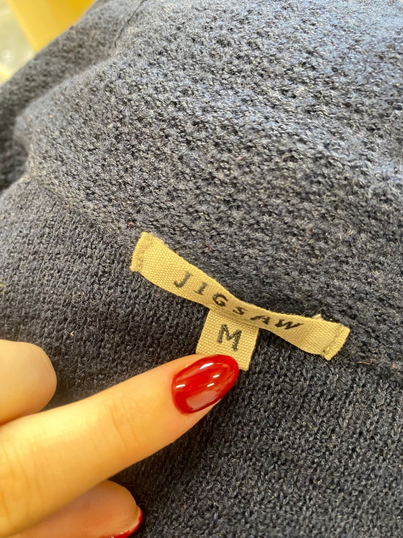 Fabulous Jigsaw Cardigan UK M Navy Blue longline wool FK116