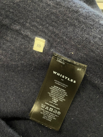 Fabulous Whistles Cardigan UK XS Navy Blue tie waist FK116