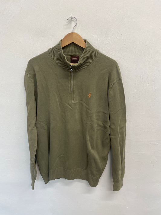 Classic MCS Sweater UK XL Olive Green quarter zip FK116