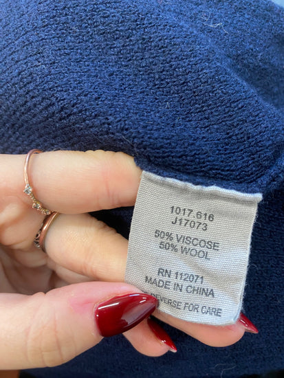 Fabulous Jigsaw Cardigan UK M Navy Blue longline wool FK116