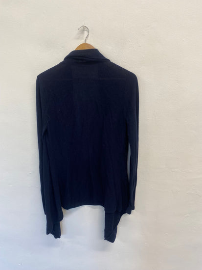 Fabulous Jigsaw Cardigan UK M Navy Blue longline wool FK116