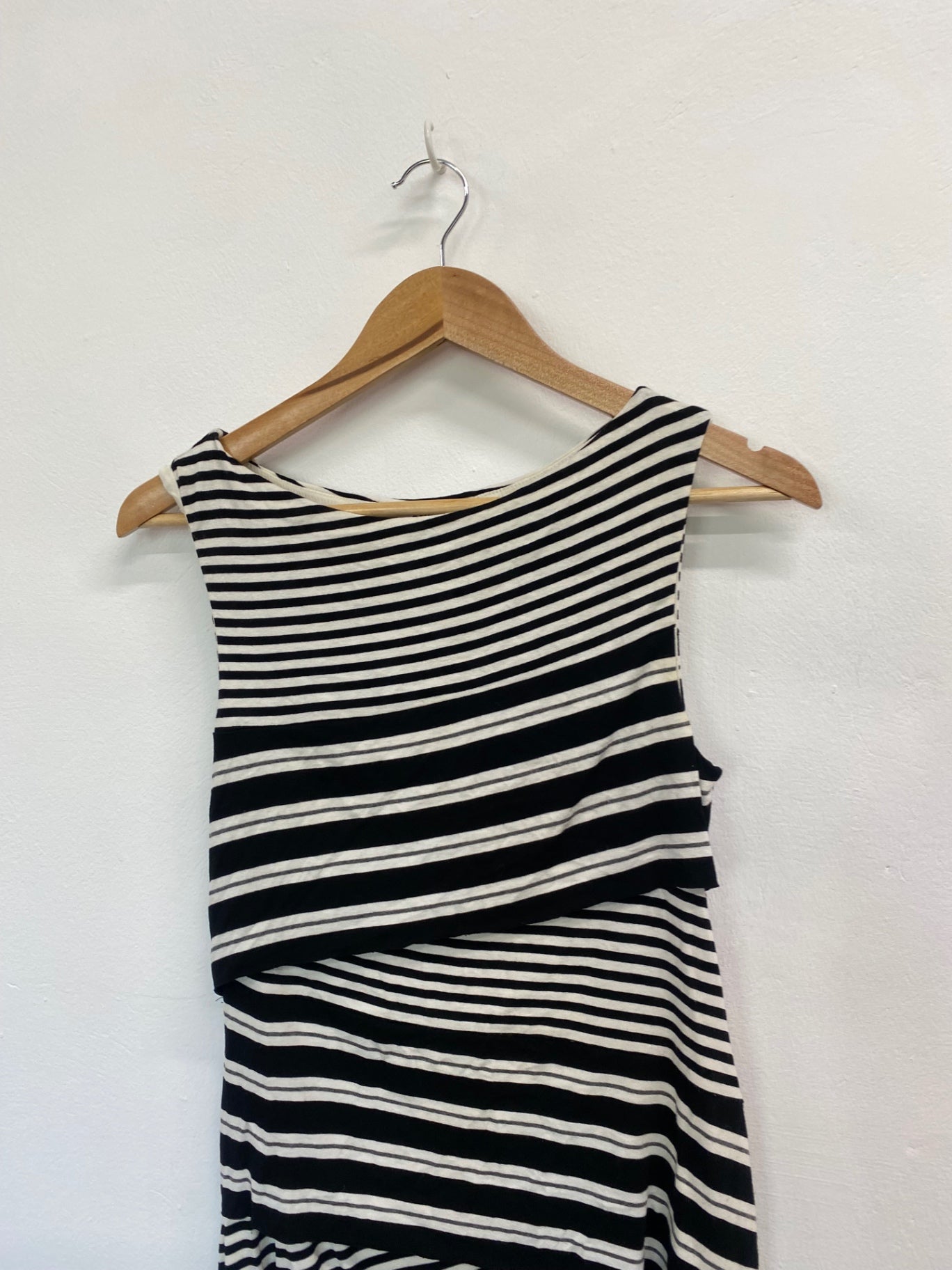 Fabulous Anthropologie Dress UK M Black white striped FK116
