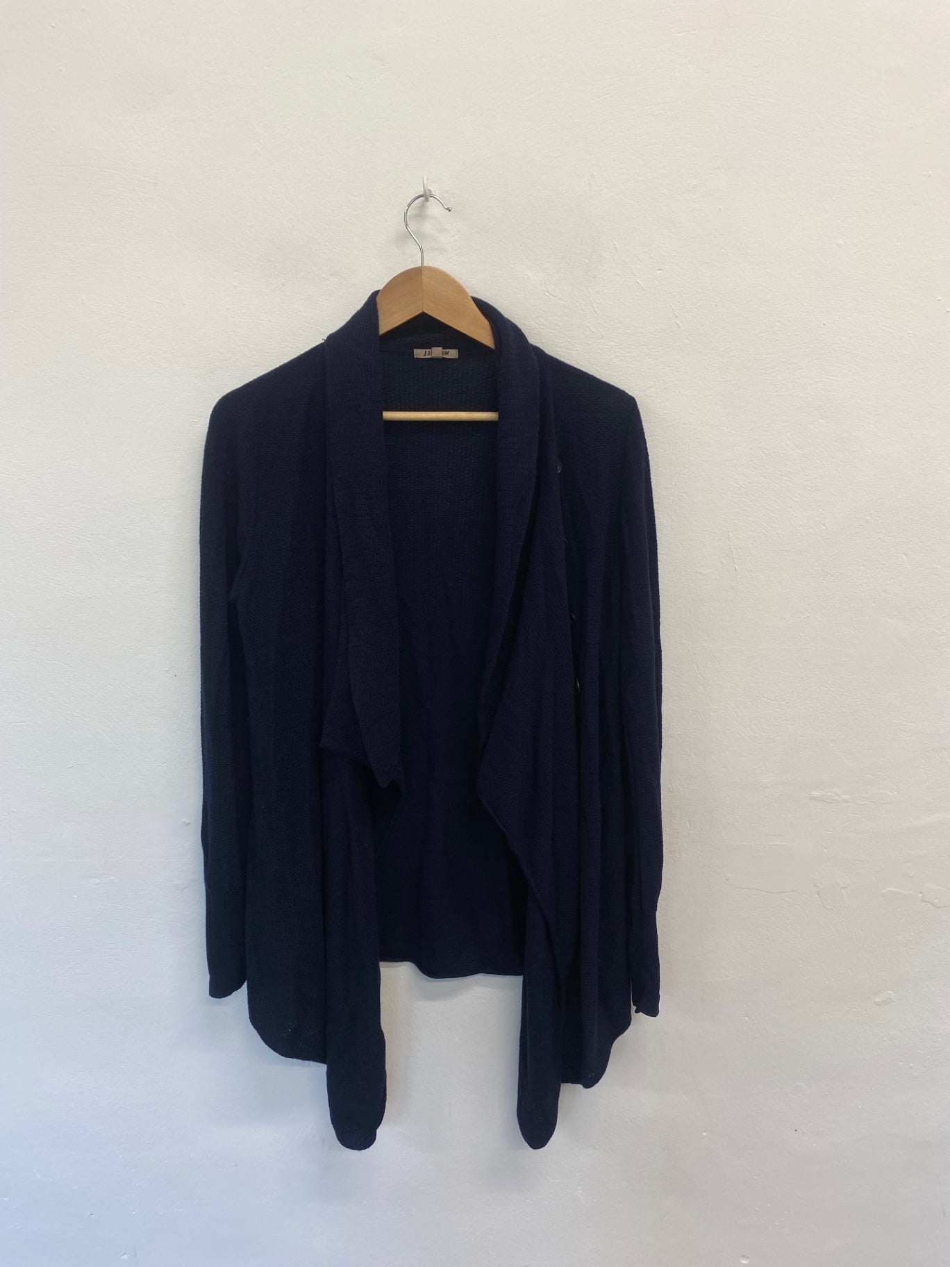 Fabulous Jigsaw Cardigan UK M Navy Blue longline wool FK116