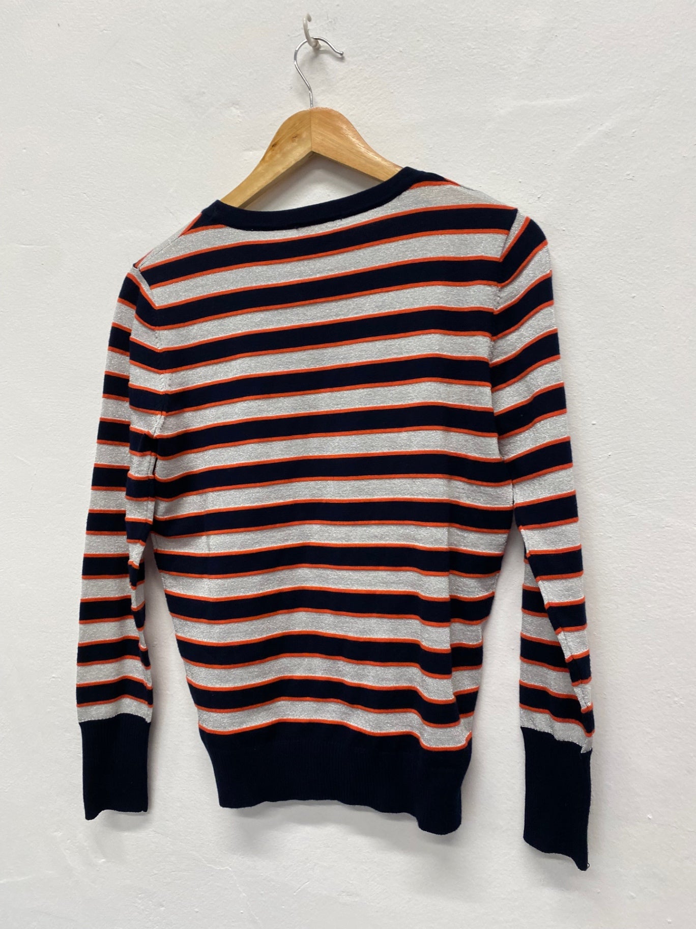 Fabulous Minus Metallic striped Sweater UK XS Navy silver classic FK116