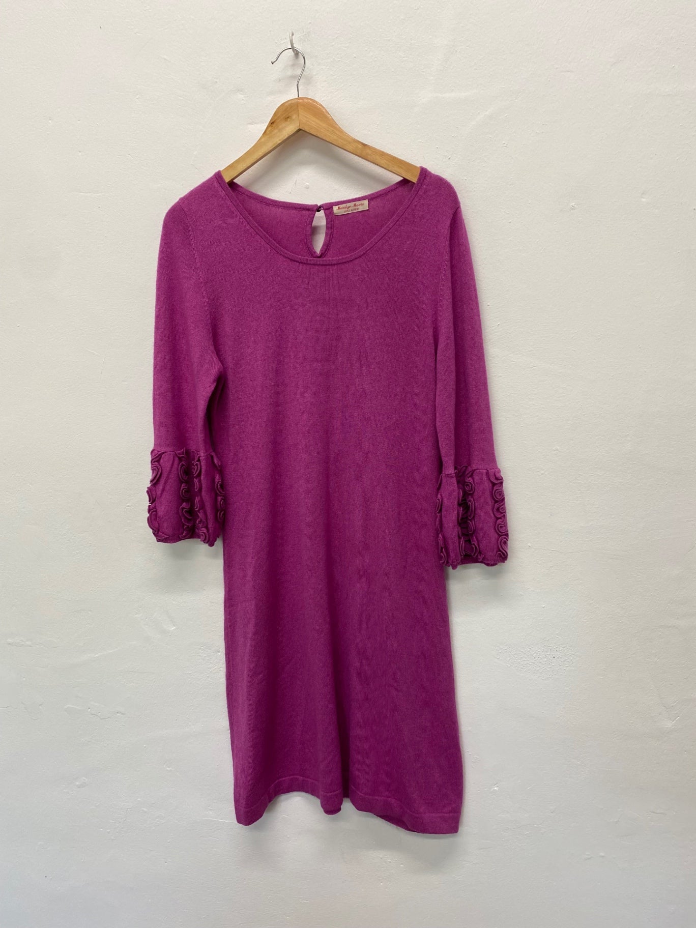 Fabulous Marilyn Monroe Jumper Dress Uk16 Pink silk cashmere embellished sleeves FK116