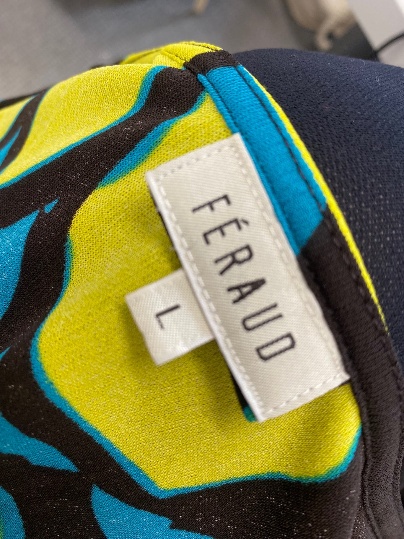 Fabulous Feraud Dress UK L silk blue yellow floral summer FK116