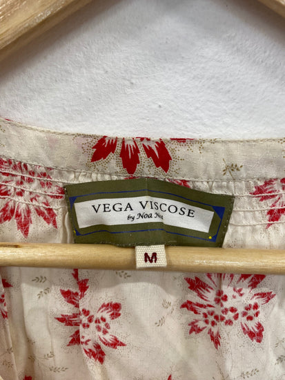 Boho Chic Noa Noa Midi Dress UK M Cream & Red Floral AG005