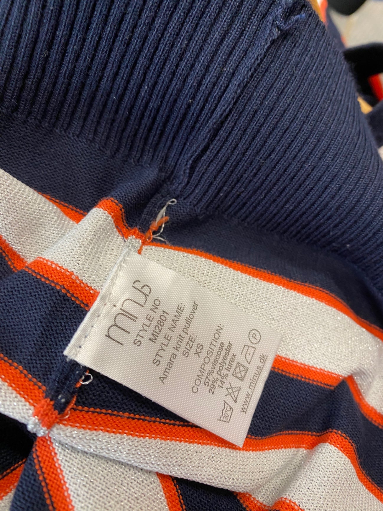 Fabulous Minus Metallic striped Sweater UK XS Navy silver classic FK116