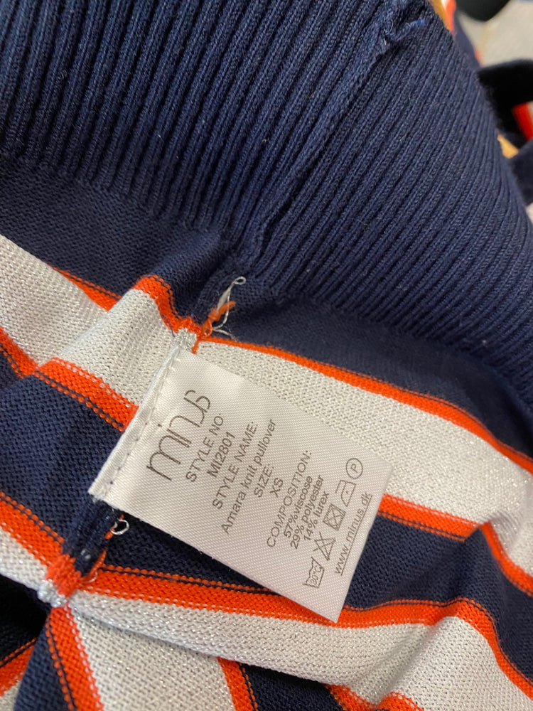 Fabulous Minus Metallic striped Sweater UK XS Navy silver classic FK116