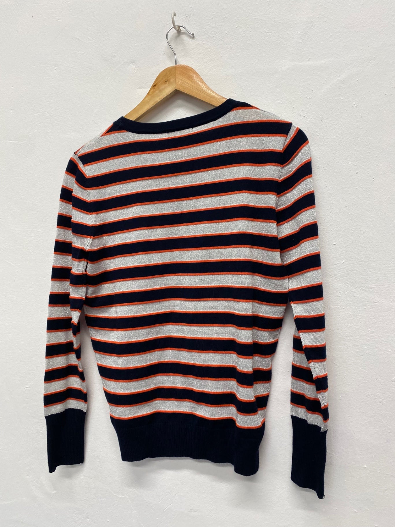 Fabulous Minus Metallic striped Sweater UK XS Navy silver classic FK116