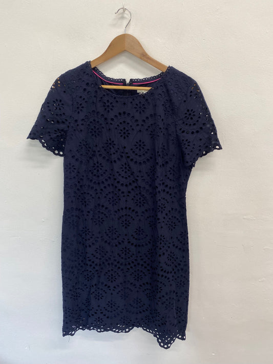 Amazing Boden Dress Uk16 Navy blue broderie long summer FK116