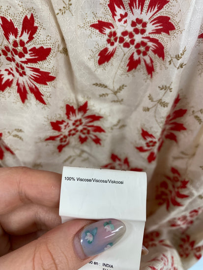 Boho Chic Noa Noa Midi Dress UK M Cream & Red Floral AG005