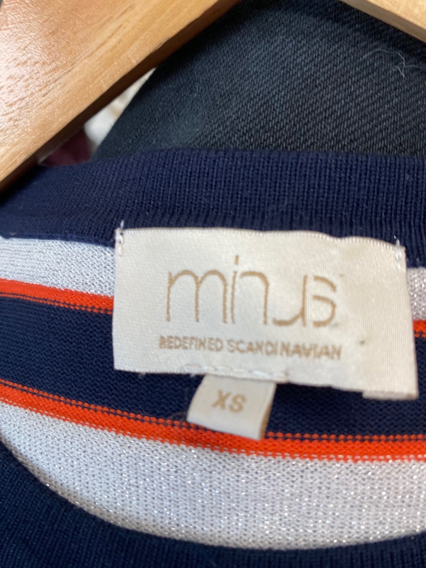 Fabulous Minus Metallic striped Sweater UK XS Navy silver classic FK116