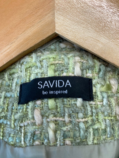 Fabulous SAVIDA boucle tweed Blazer Uk8 Green Mix with peach now country chic FK116